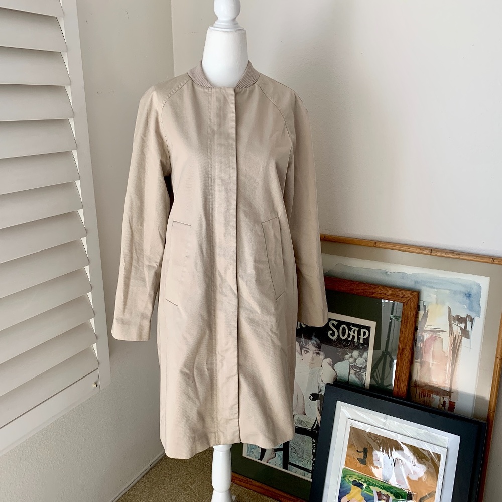 ASOS Beige Zip Up Long Utility Jacket Size US 6